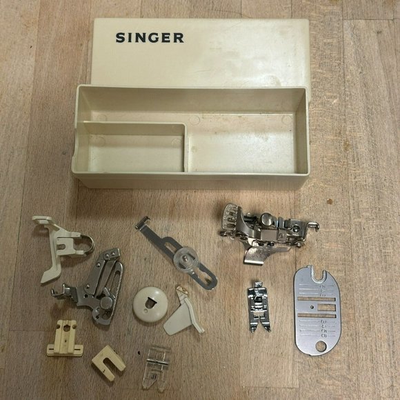 Vintage Singer Sewing Machine Attachments with White Singer Case - Picture 7 of 7